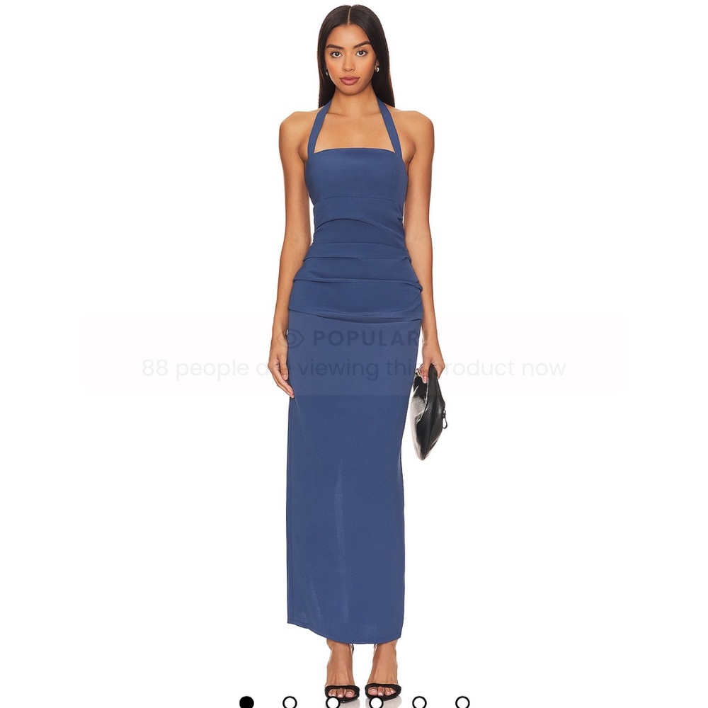 Lioness Indigo Halter Ruched Maxi Dress